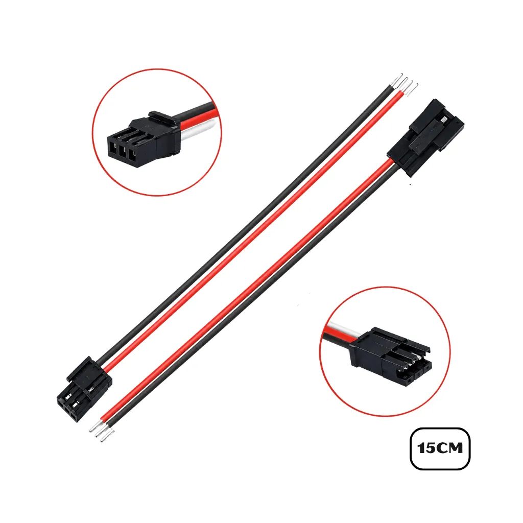 CONECTOR HEMBRA Y MACHO DE 3 PIN, 15CM
