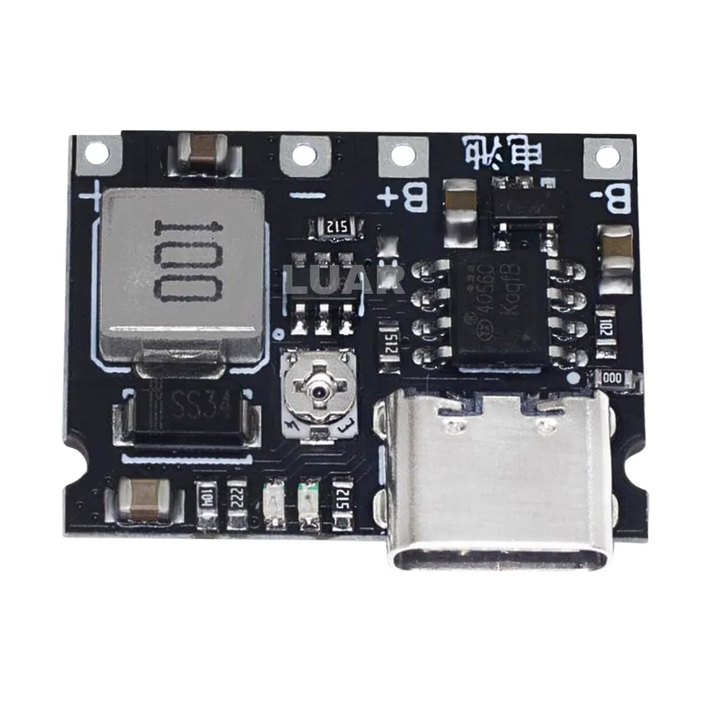 MODULO DE CARGA RAPIDA USB TIPO C DE 2A PARA BATERÍAS 18650 (3,7V/4,2V)