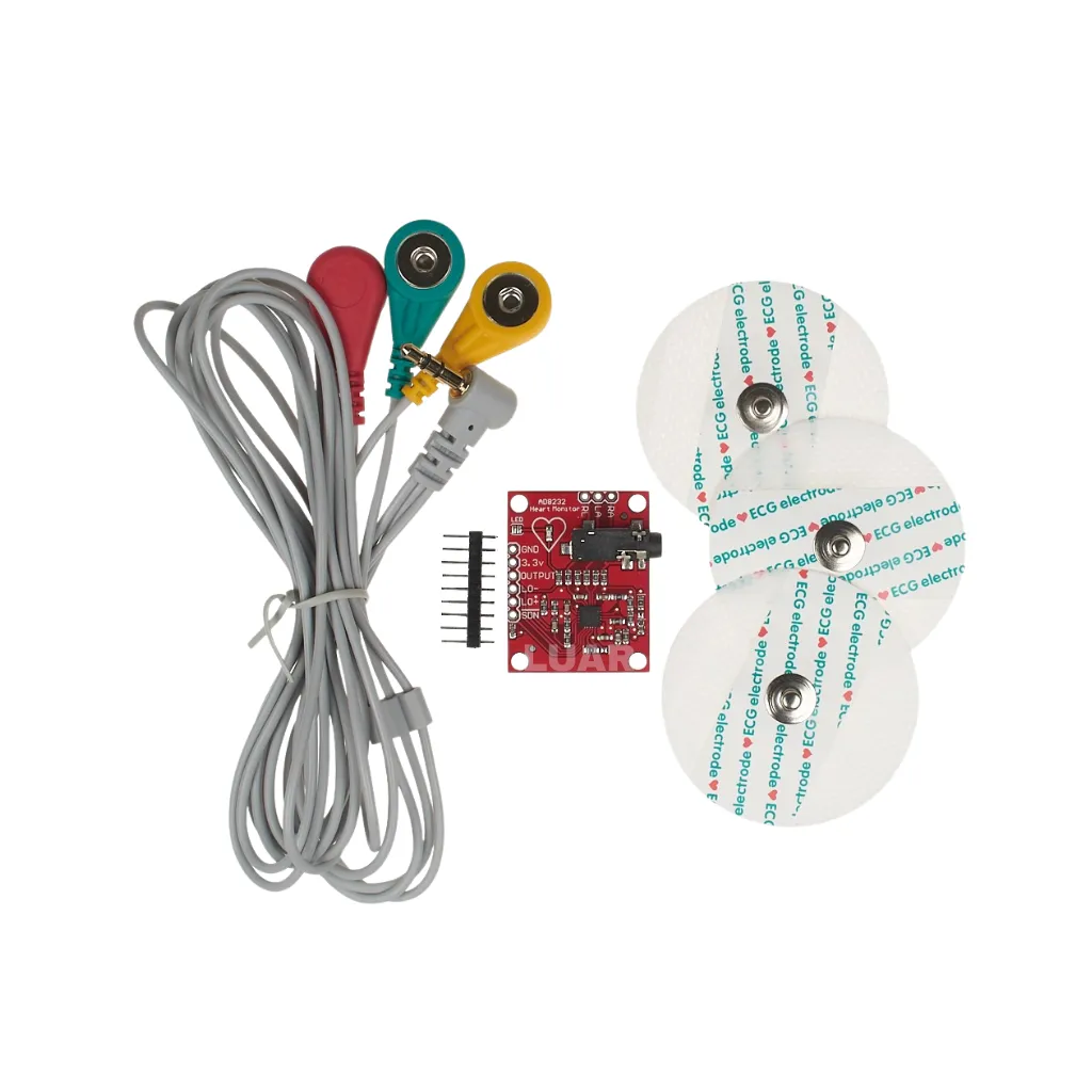 MODULO SENSOR SEÑAL MUSCULAR EMG 3.3V AD8232 MEDICION DE PULSO CORAZON