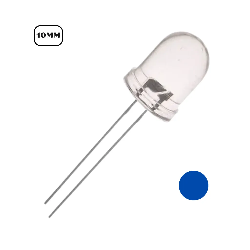 LED 10mm TRANSPARENTE SUPER BRILLANTE AZUL