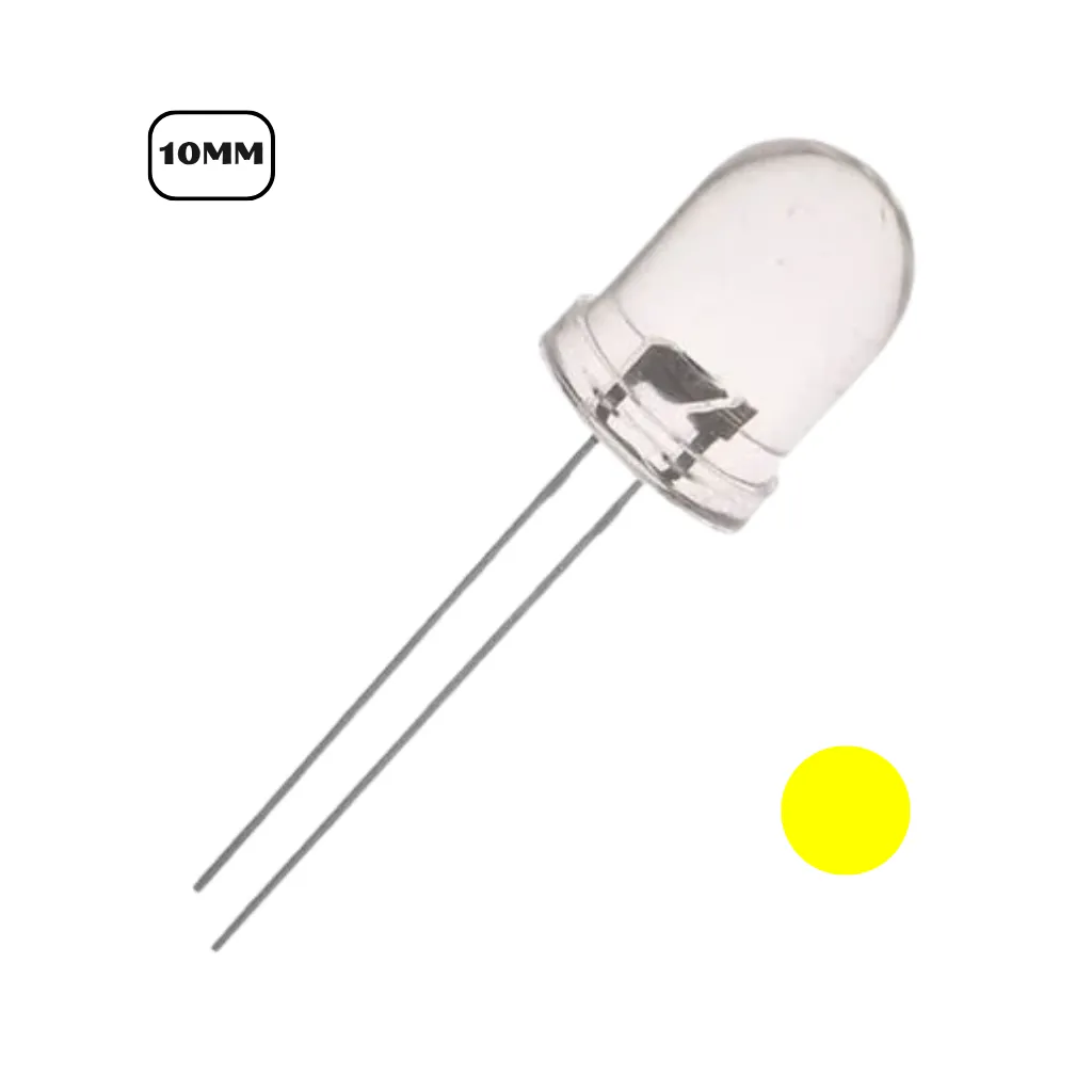 LED 10mm TRANSPARENTE SUPER BRILLANTE AMARILLO