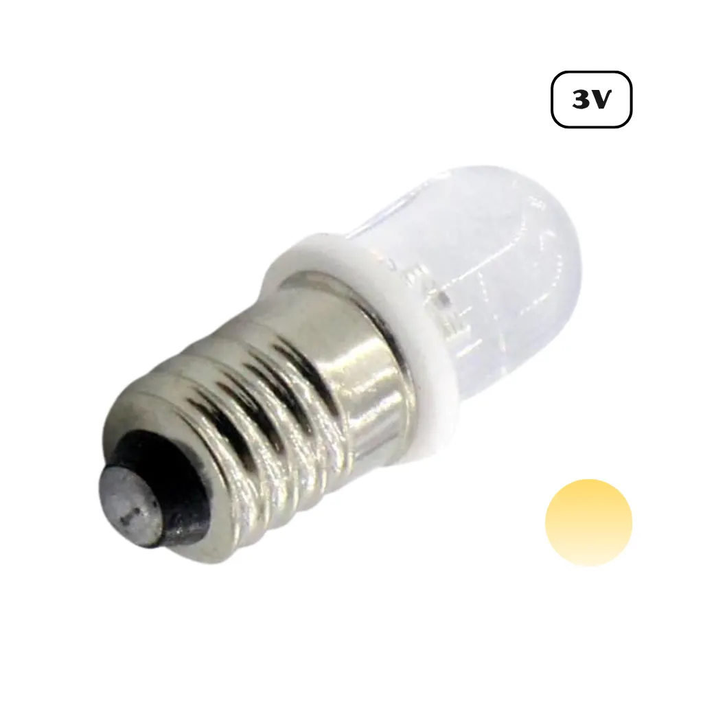 LED CON BASE ROSCA E10 3V BLANCO CALIDO
