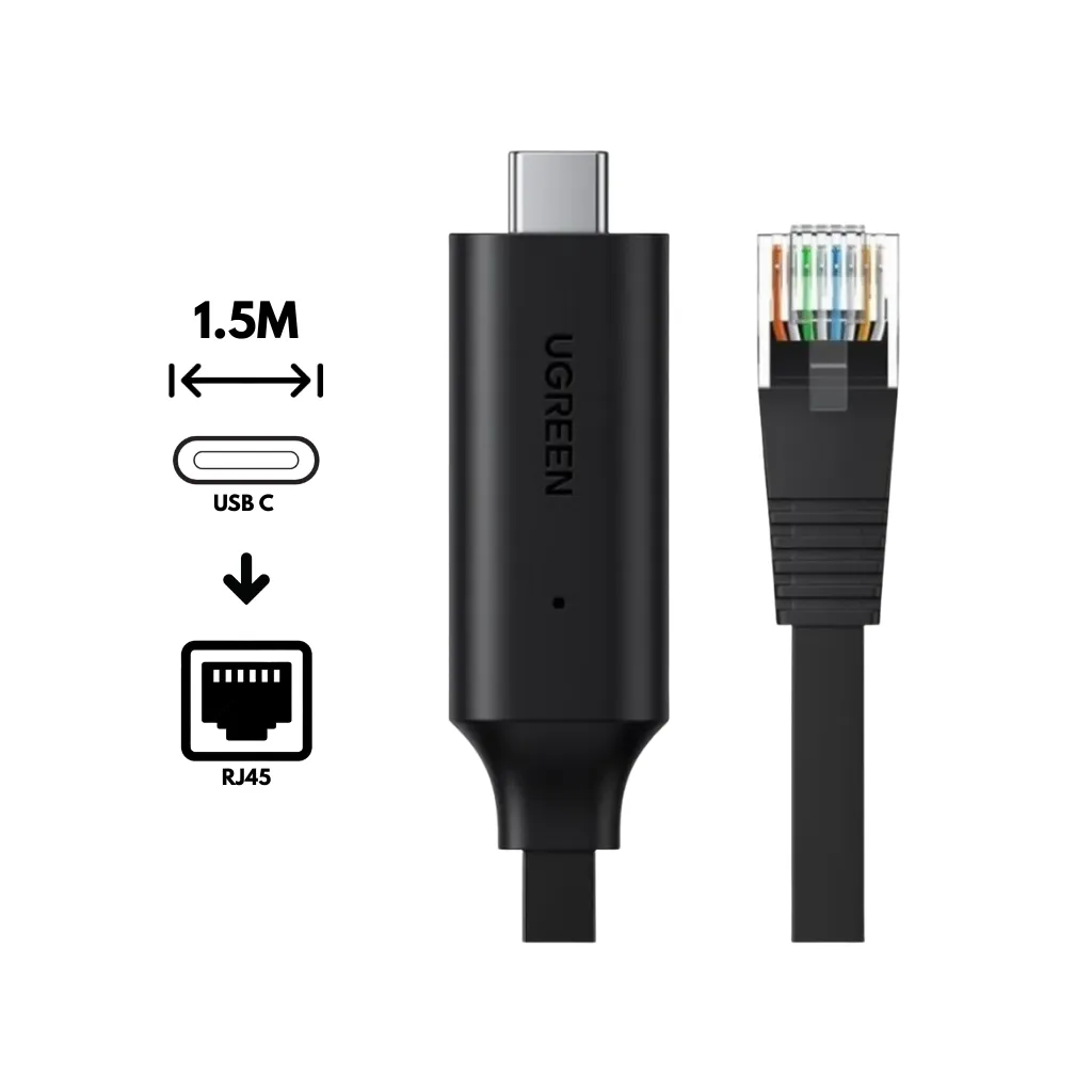 [80186] CABLE CONSOLA USB-C A RJ-45 1.5 M UGREEN