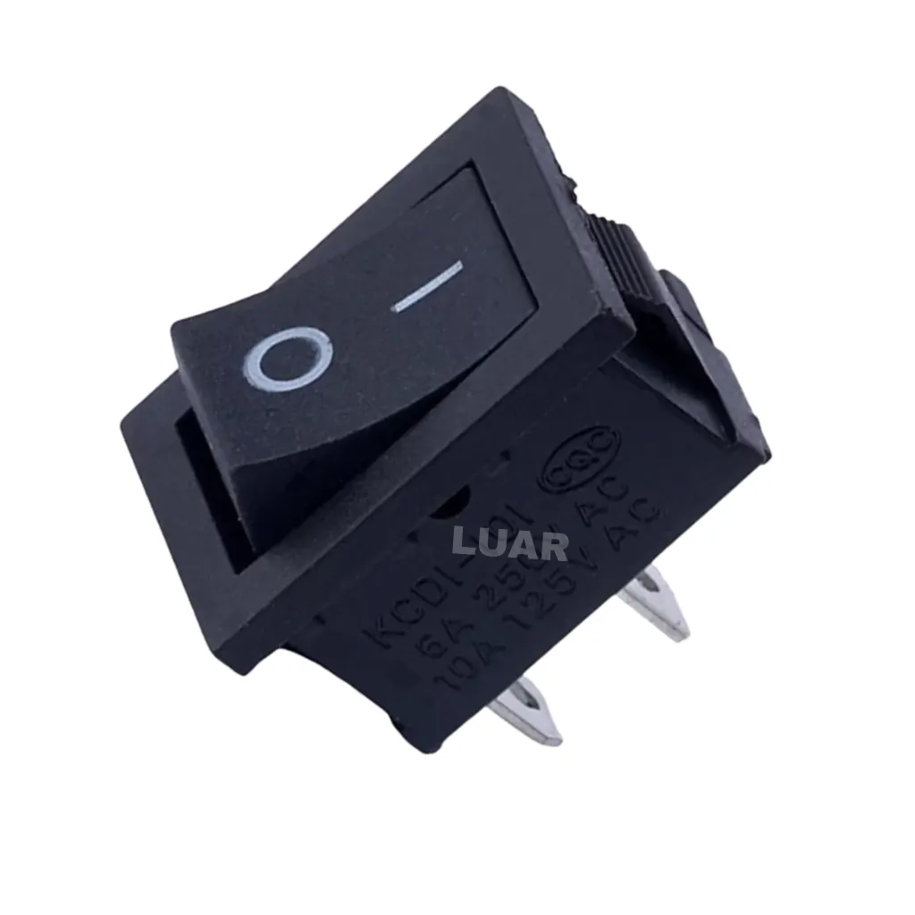 MINI SWITCH ROCKER SPST 3A 250VAC 10x15mm 2 PINES NEGRO