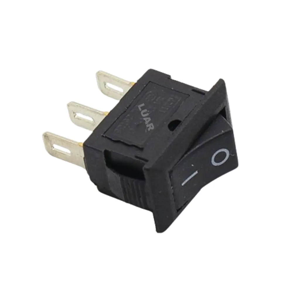 MINI SWITCH ROCKER SPST 3A 250VAC 10X15mm 3 PINES NEGRO