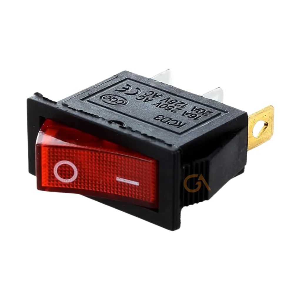 SWITCH ROCKER C/NEON ROJO 3PIN 10A 220V 31x15mm