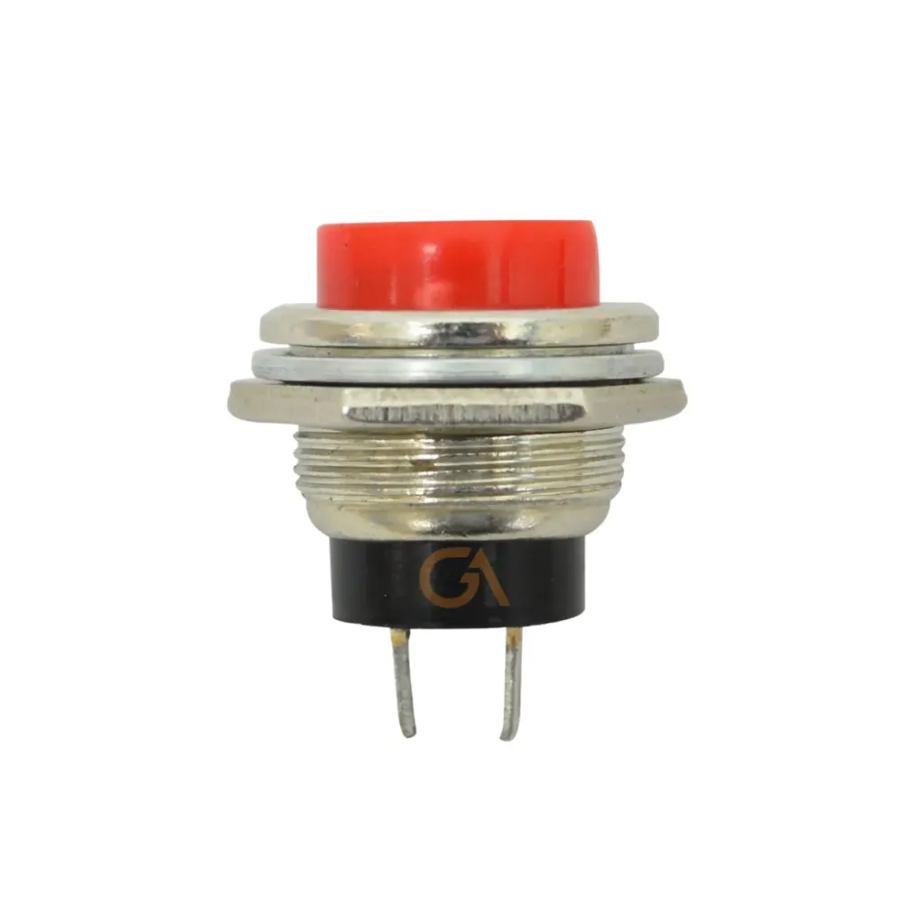 SWITCH PULSADOR REDONDO METALICO TAPA ROJO MIYAKO