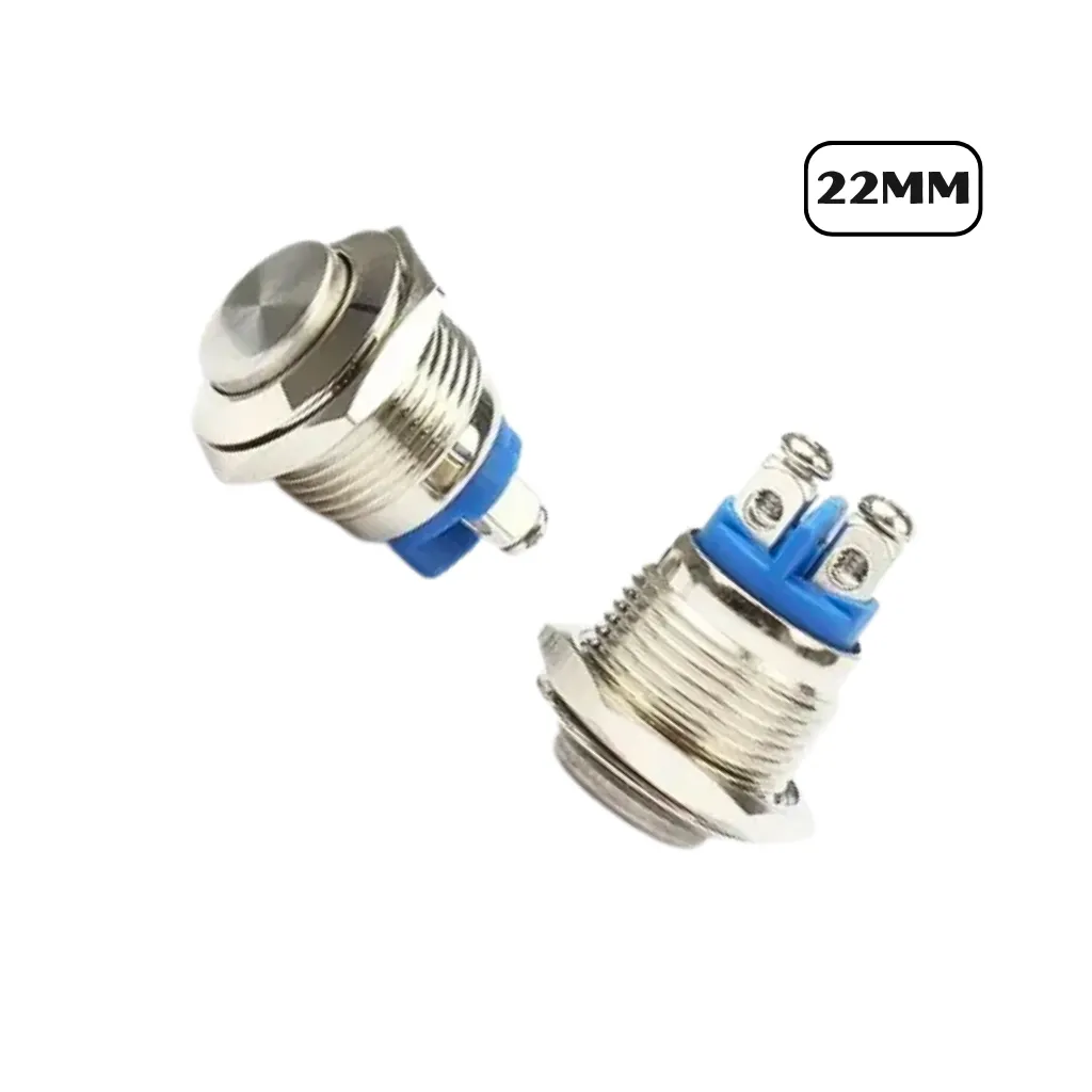PULSADOR DE METAL 22MM 2A /36VDC 0.5A/220V PLATA